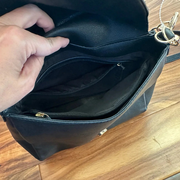 Nine West Dreama Flat Front Satchel in Black Shoulder or Crossbody - Picture 7 of 7